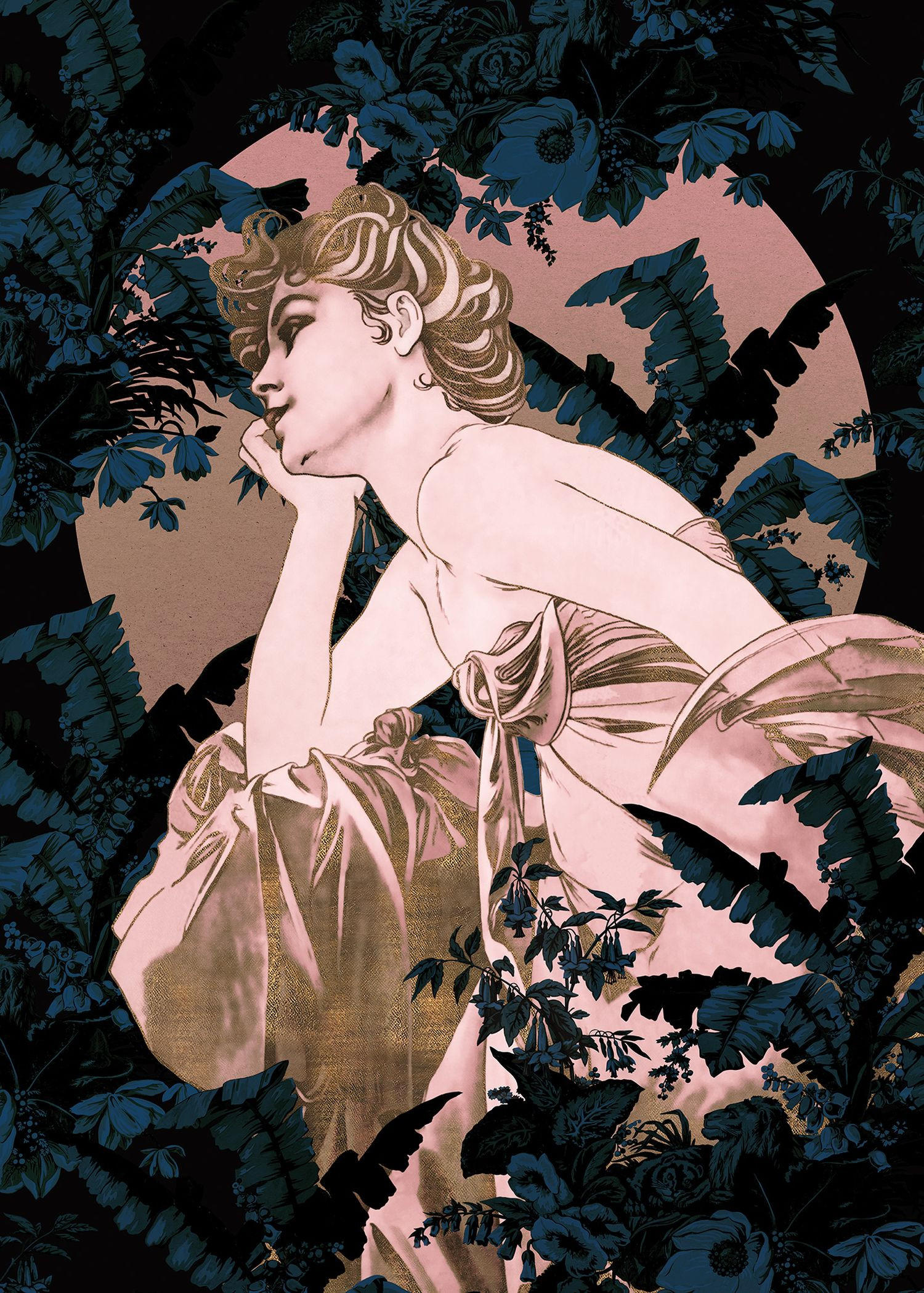 FOTOTAPETE Jugendstil 200 x 280 cm - Pink, Papier (200/280cm) - Sanders & Sanders
