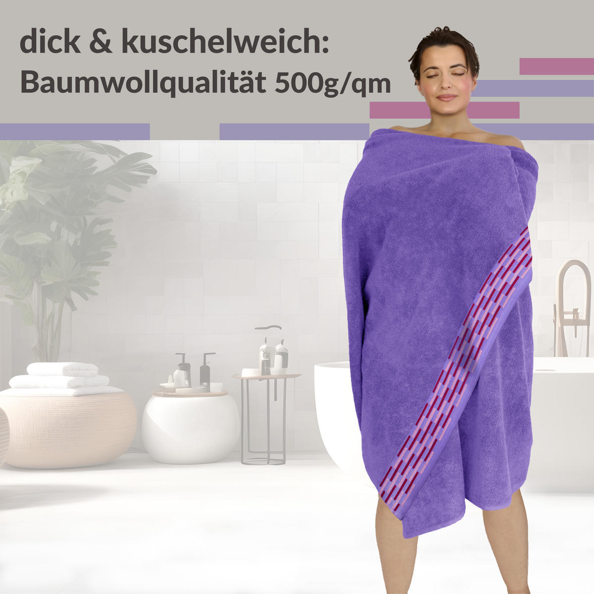 SAUNATUCH Lugano Lila 80x200 cm - Lila, Textil (80/200cm) - Lashuma