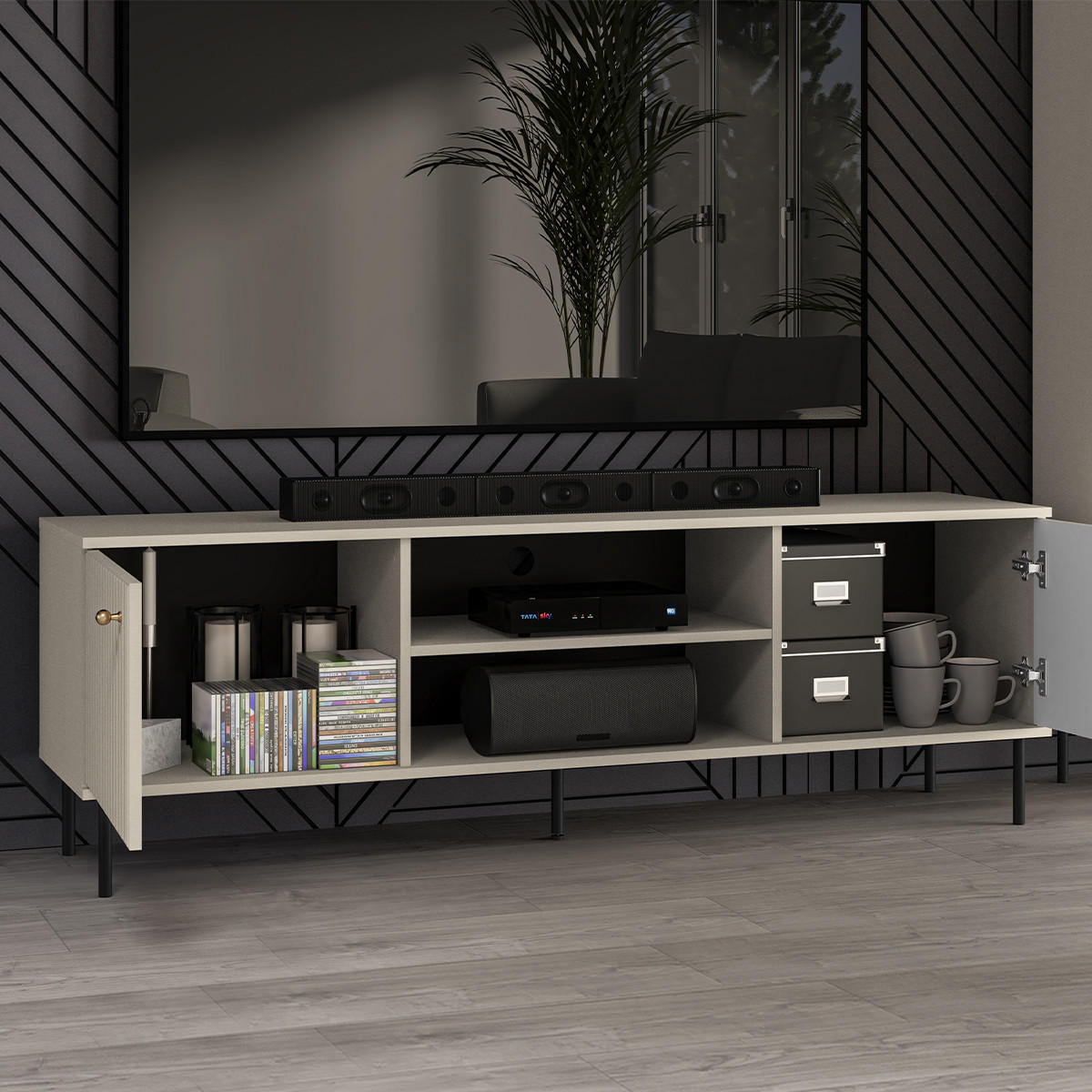TV-MÖBEL Nova Beige - Beige, Holzwerkstoff (160/53/40cm) - Petits-meubles