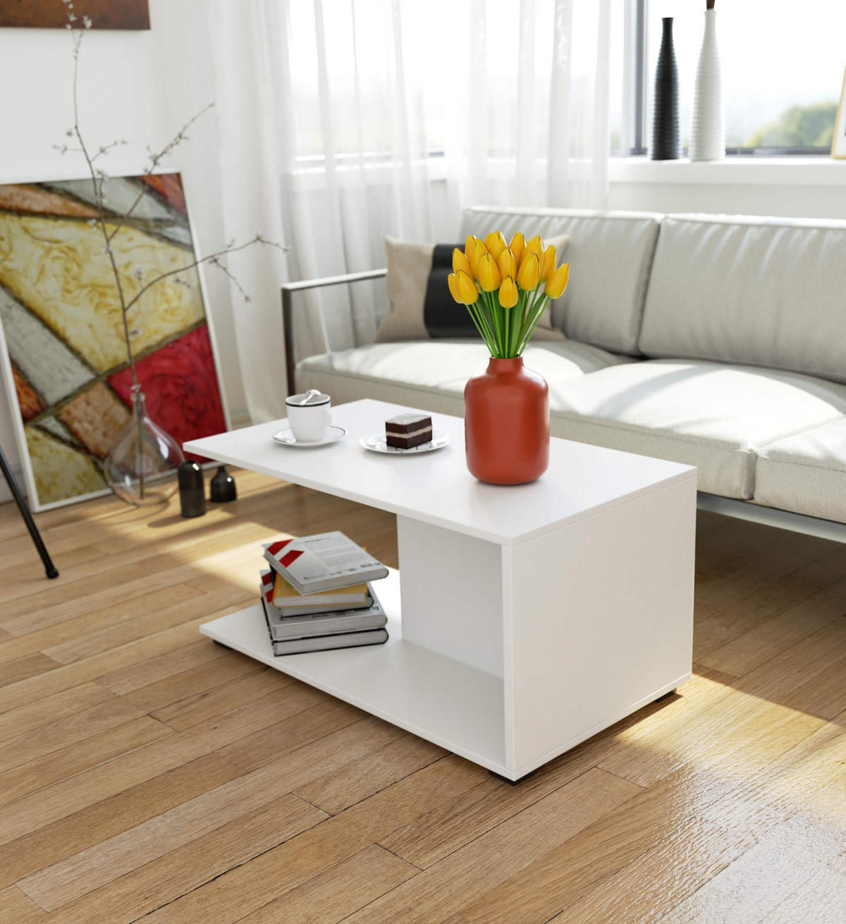 COUCHTISCH Weiß 45/90/50 - Weiß, Holzwerkstoff (50/90/45cm) - RAUMHIRSCH FURNITURE