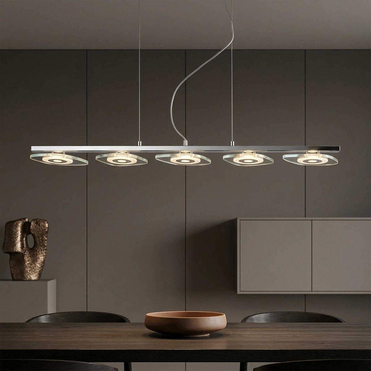 LED HÄNGELEUCHTE Chrom Glas satiniert Silber - Silberfarben, Glas (90/13/150cm) - Globo Lighting