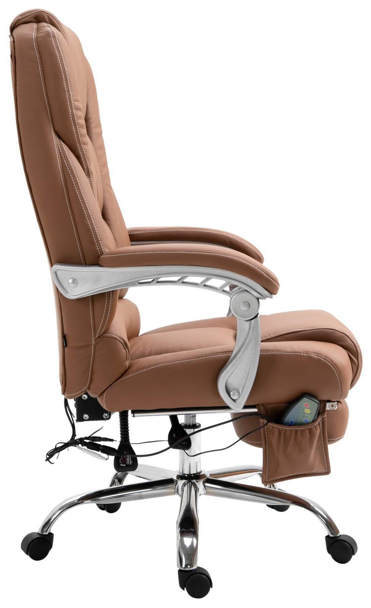 CHEFSESSEL Lederlook hellbraun - Hellbraun, Textil/Metall (68/118/64cm) - CLP