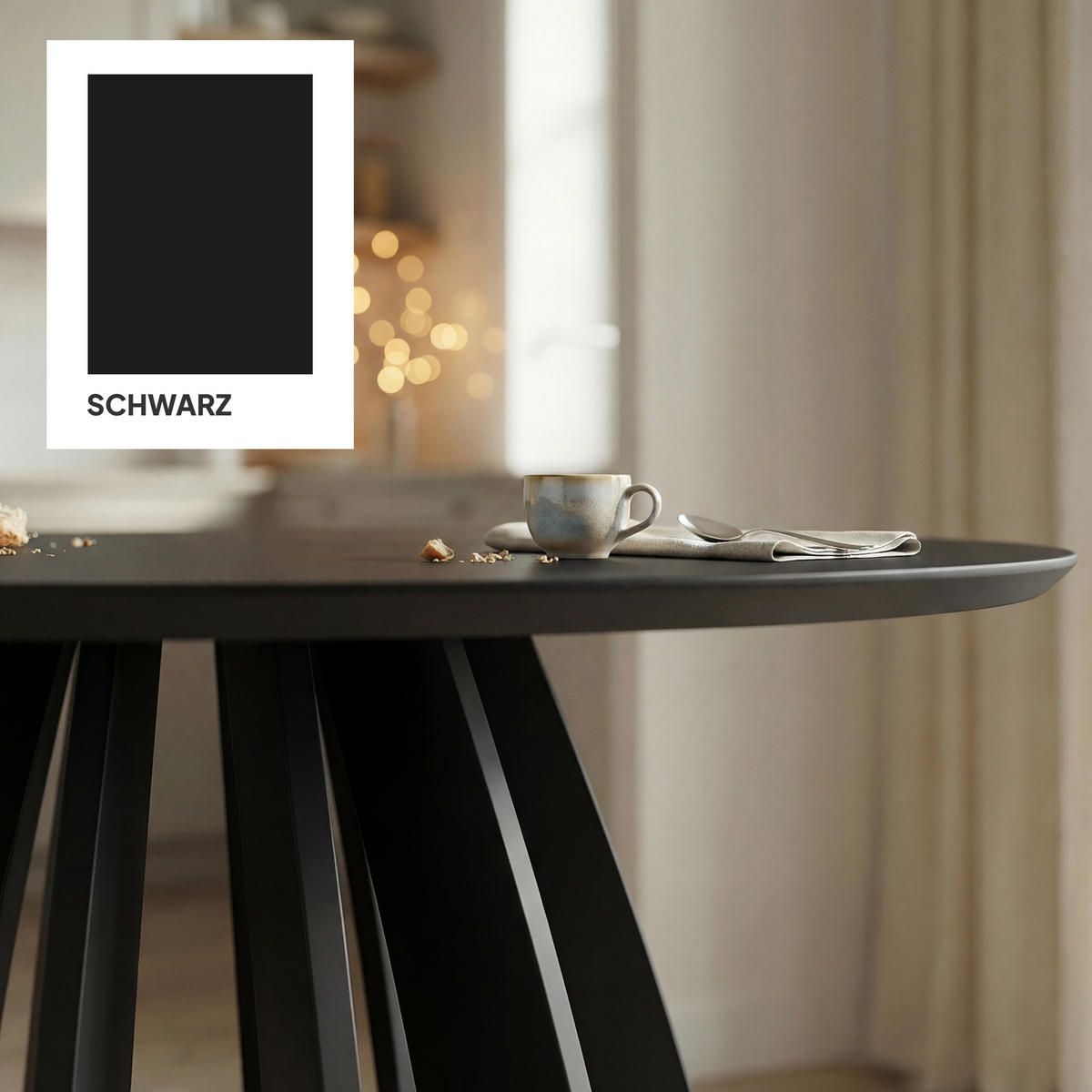 ESSTISCH VENO 100/76 cm Schwarz - Schwarz, Holzwerkstoff (100/100/76cm) - Idohome