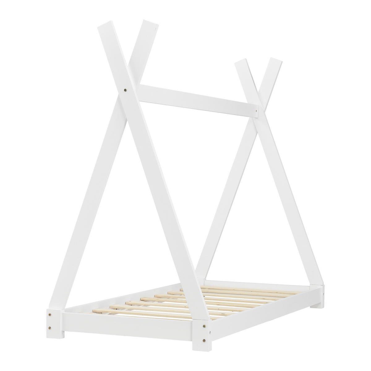 KINDERBETT Onejda mit Matratze - Weiß, Holz/Textil (80/160cm) - [en.casa]