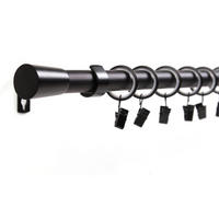 GARDINENSTANGE 1-lauf Kegel - Schwarz, Metall (140cm) - Deco-Raum