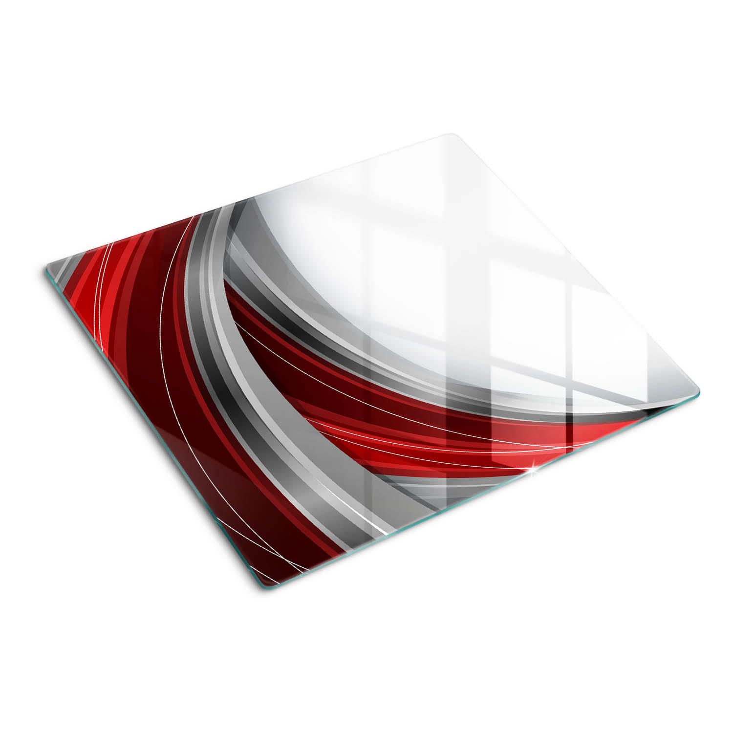 GLASPLATTE 60x52 cm Wellenhintergrund - Rot, Glas (60/0.4/52cm) - TULUP