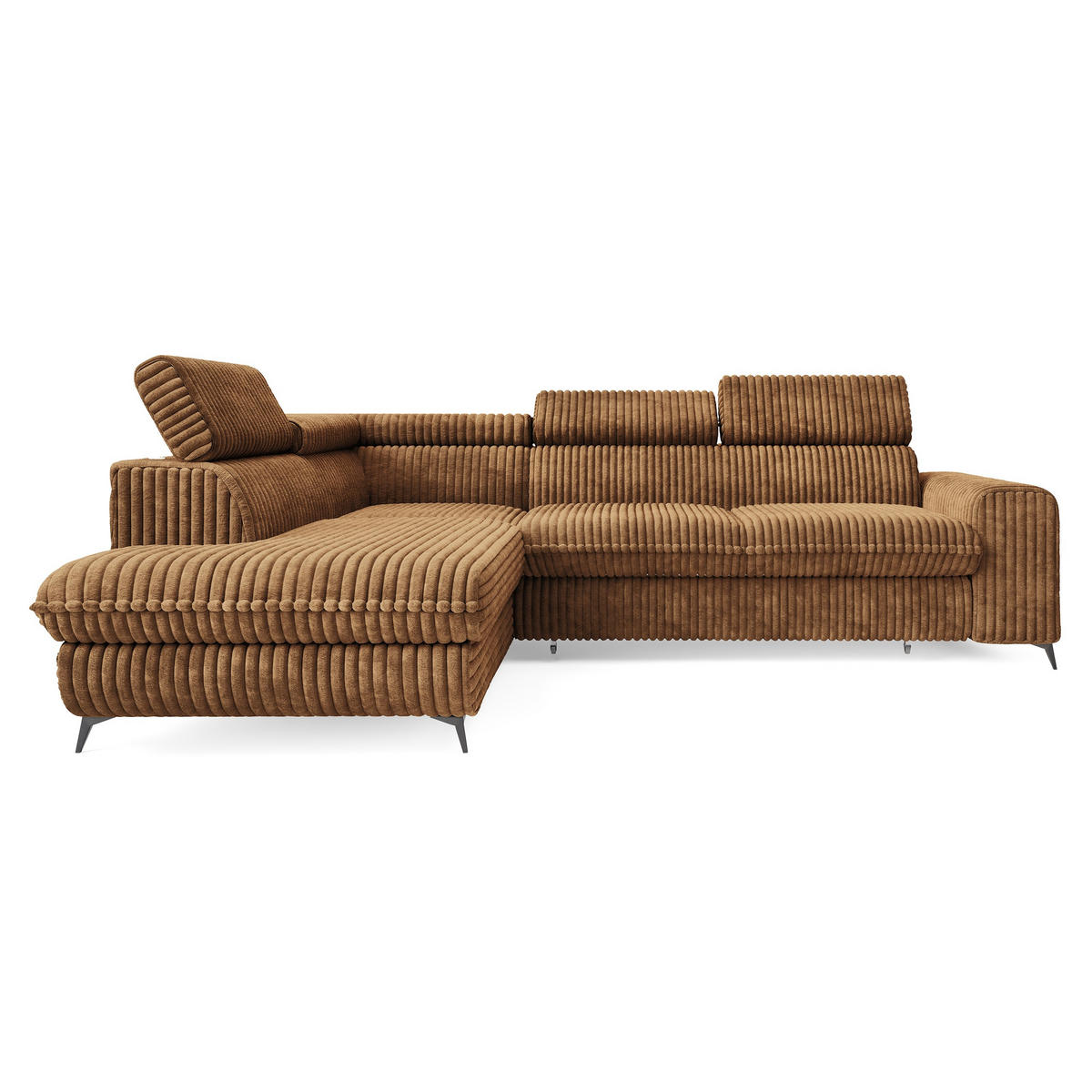 ROHOVÁ SEDAČKA VELISS měděná - černá/měděná, kov/dřevo (255/193cm) - MASSENO