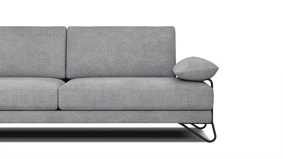 SOFA LORI 3-Sitzer, silberfarben - Silberfarben/Schwarz, Holzwerkstoff/Textil (245/87/96cm) - Courtois Laville