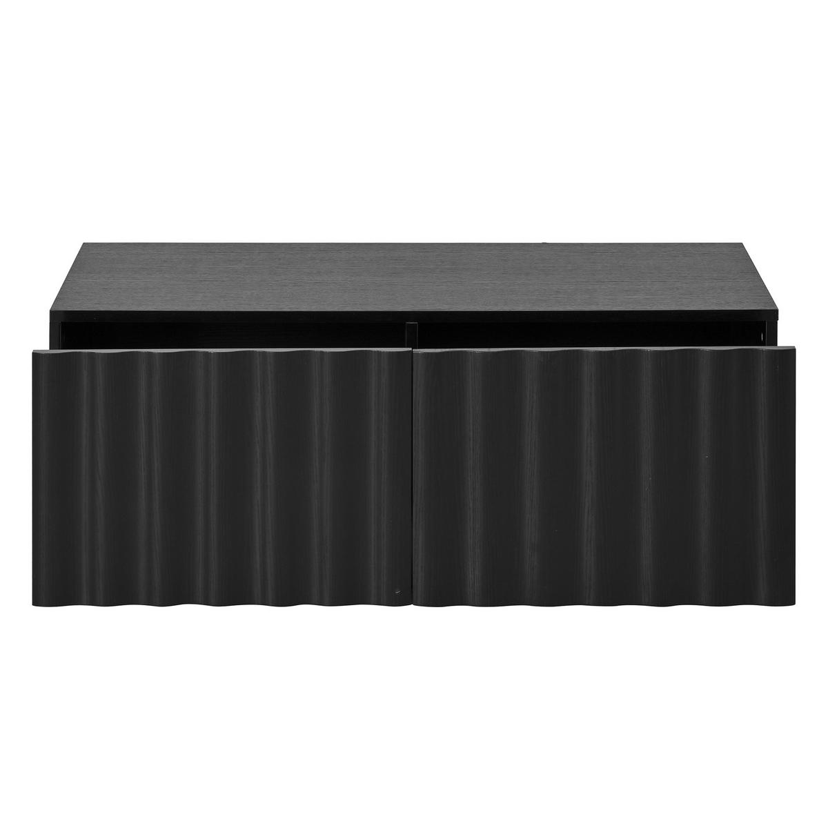 WOHNZIMMER-SET in Schwarz Wohnzimmermöbelset mit Schuhbladen, Lowboard & Couchtisch - Schwarz, Holzwerkstoff (200/35/40cm) - STILVORA