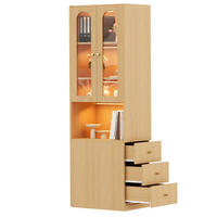HIGHBOARD 60/40/200 cm in Eichefarben mit LED-Beleuchtung und GlasHighboard - Eichefarben, Holzwerkstoff (60/200/40cm) - Flora Grace
