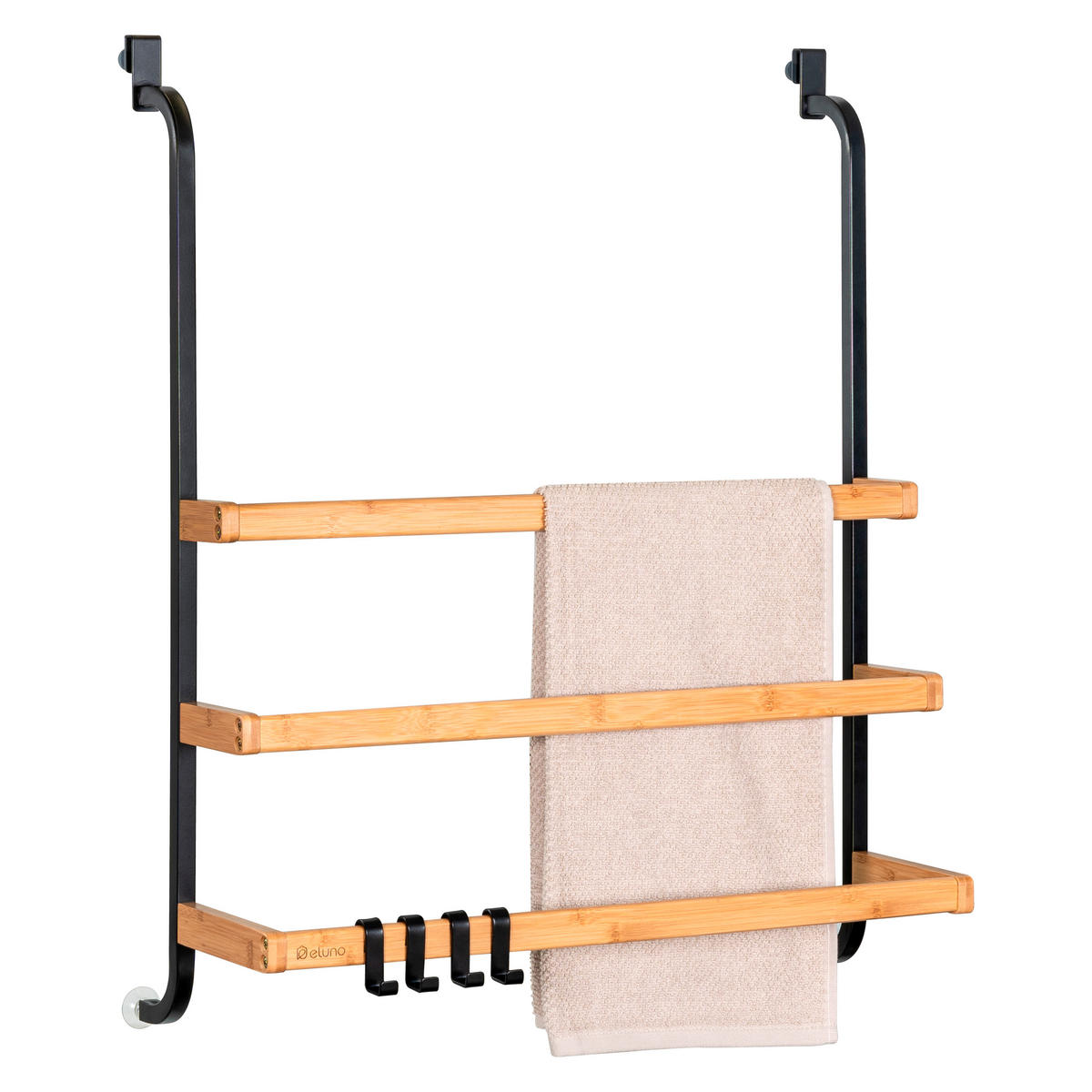 HANDTUCHHALTER, schwarz, Metall - Schwarz, Metall (63.5/77.5/21cm) - eluno