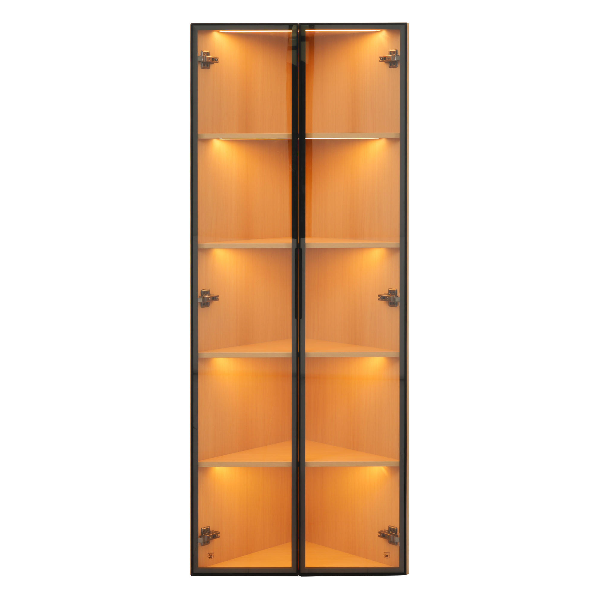VITRINE DE-37967 62/35/160 cm mit Eichenoptik und LED Eiche - Eichefarben, Holzwerkstoff (62/160/35cm) - ComfortXL