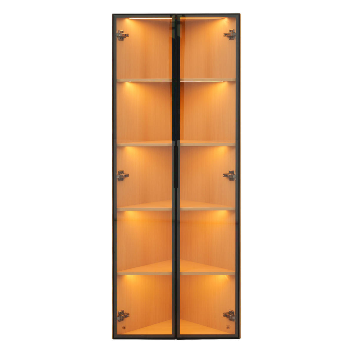 VITRINE 62cm Eiche Glas LED Eckvitrine modern - Eichefarben, Holzwerkstoff (62/160/35cm) - FLIEKS
