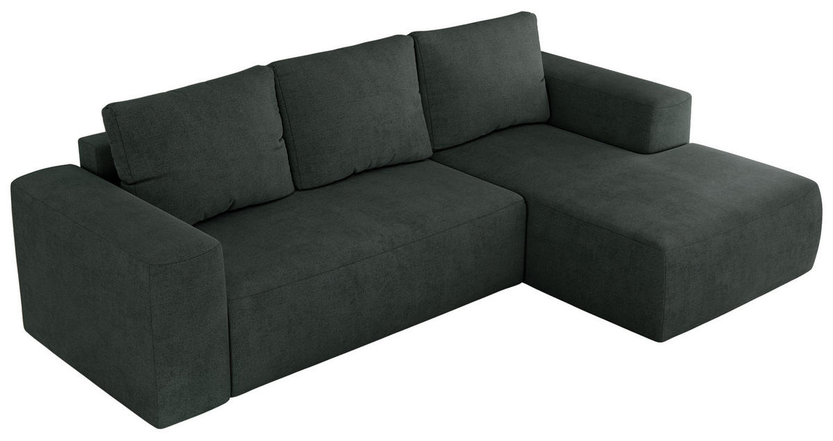 ECKSOFA TRENTINO L Dunkelgrau Stukture - Rechts - Dunkelgrau/Schwarz, Textil (164/266cm) - MKS