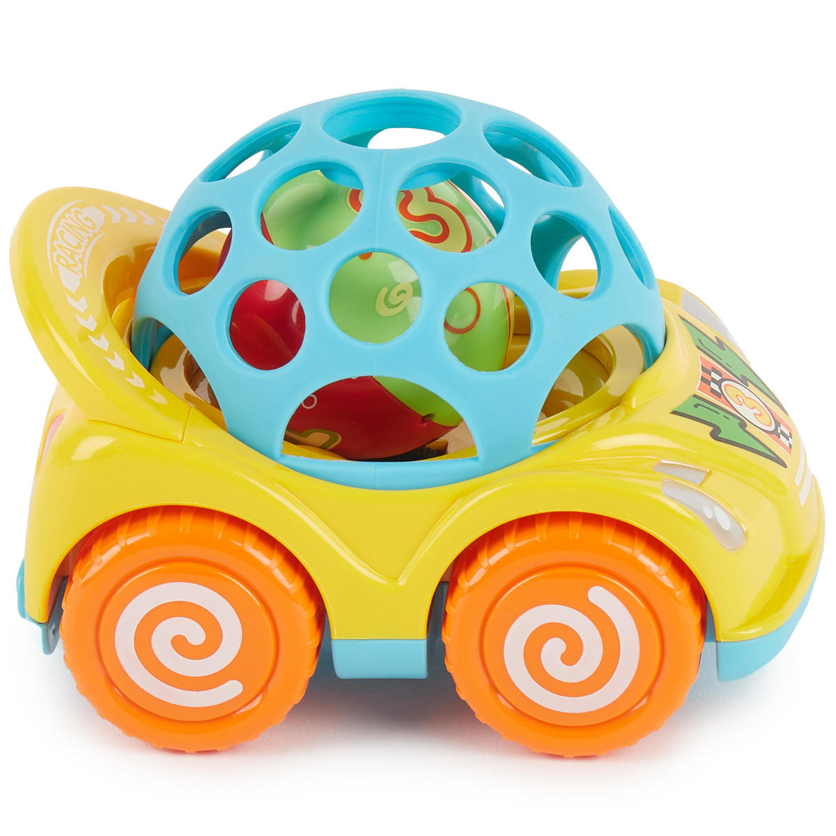 RÜCKZUG Auto mit Rassel - Gelb, Kunststoff (9/12.5cm) - Bieco Spielwaren