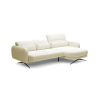ECKSOFA Barillo – Verstellbare Rückenlehne, Stahlfüße, Elegante Armlehnen, Drei Rückenkissen, Freistehend, 261x170x97 cm – Rechte, Platin - Platinfarben, Holz/Textil (261/170cm) - DomoHome