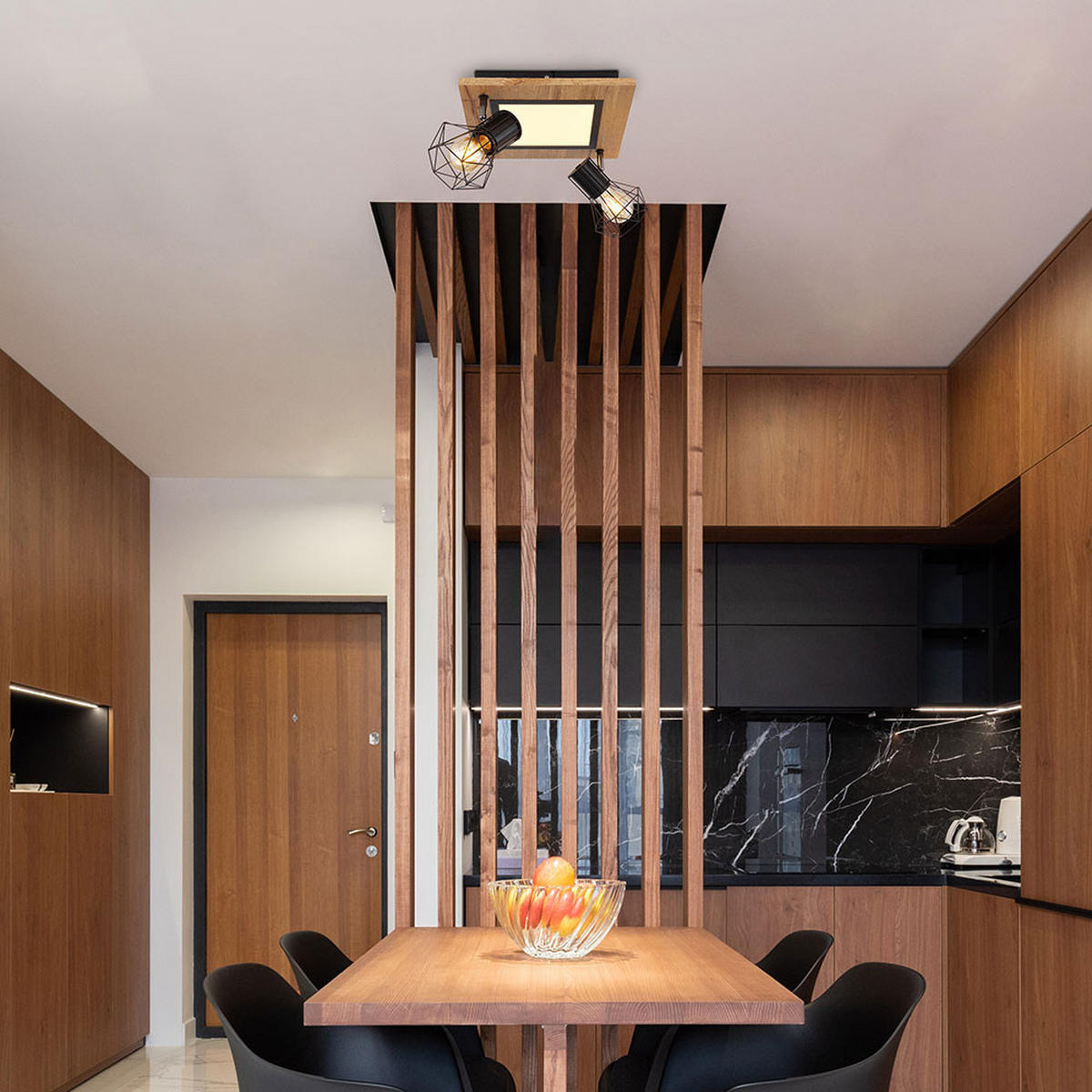 LED DECKENLEUCHTE PRISKA Braun Holzoptik - Braun, Metall (30/30/22.5cm)