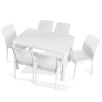 GARTENMÖBEL-SET LEOPSI, RANTU 7-tlg, Weiß - Weiß, Kunststoff - KONSIMO®