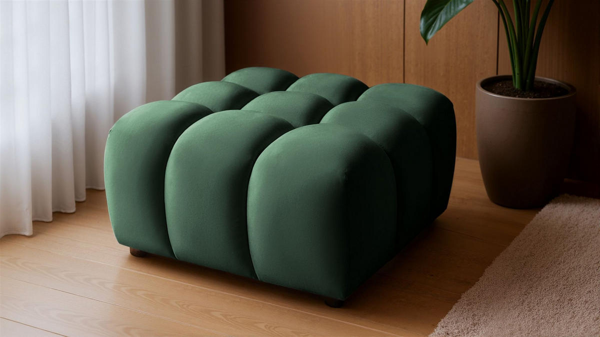 SOFA 3-sitzer Und 1-polsterhocker Flow - Grün, Holzwerkstoff/Textil (288/71/96cm) - Fun Möbel