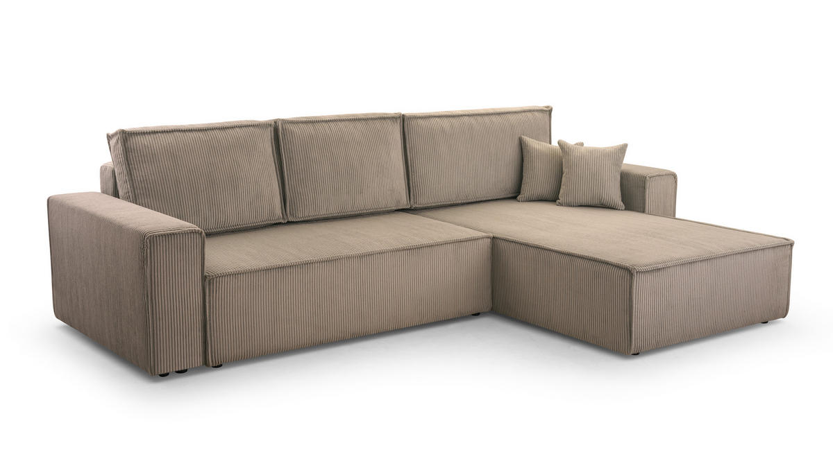 ECKSOFA XL ANGO Cord Cappuccino - Schwarz/Cappuccino, Kunststoff/Textil (287/188cm) - Luxkor24