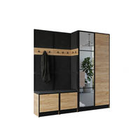 GARDEROBENSCHRANK EDEN 21 mit Spiegel - Eiche Craft Gold & Stoff Schwarz - Honigeiche/Schwarz, Holzwerkstoff (211/205/39cm) - Kier Furniture