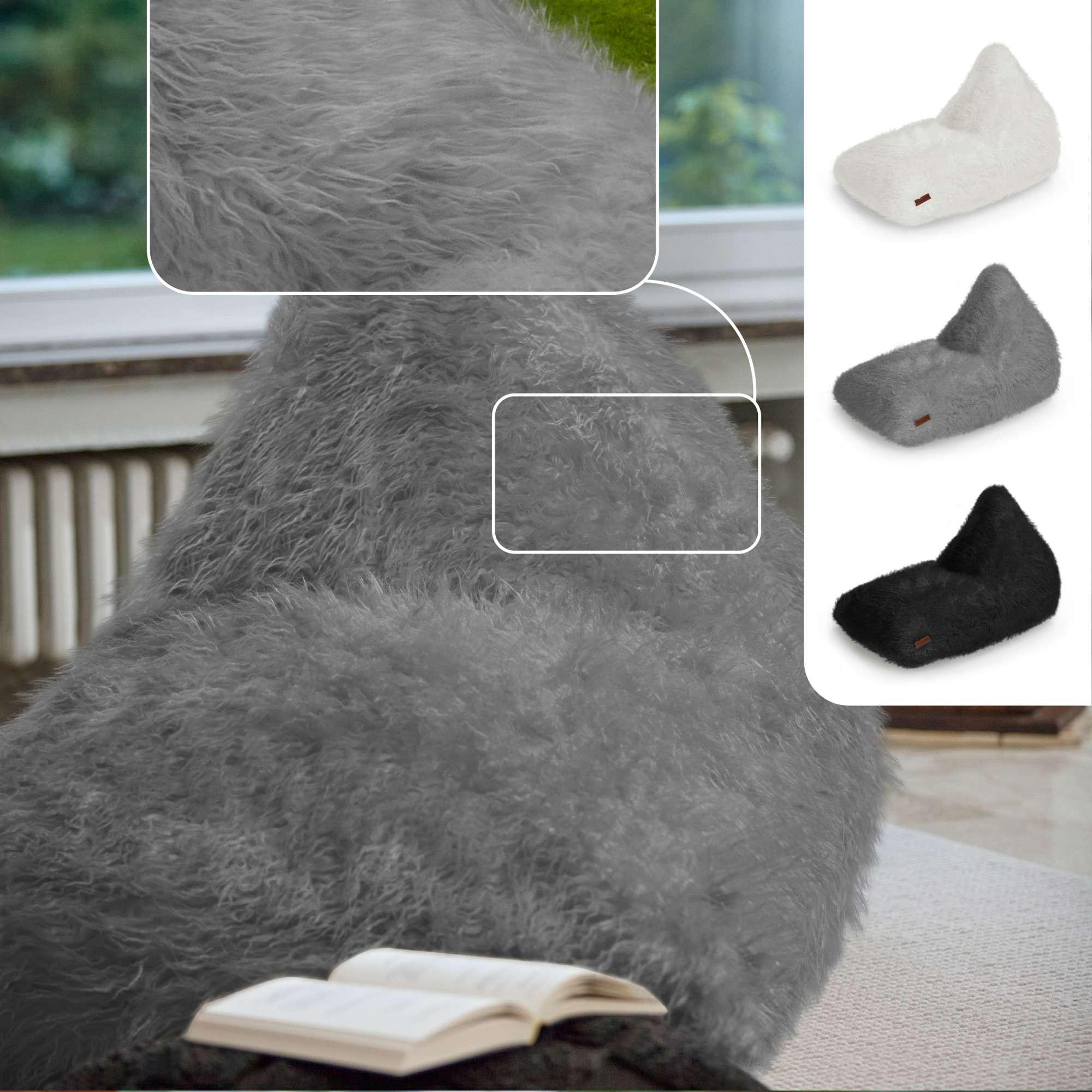 Thumbnail - Green Bean Fell, Grau, Textil, Rechteckig, 100x100x100 cm, Hergestellt in Deutschland, Wohnzimmer, Hocker, Sitzsäcke, XX...