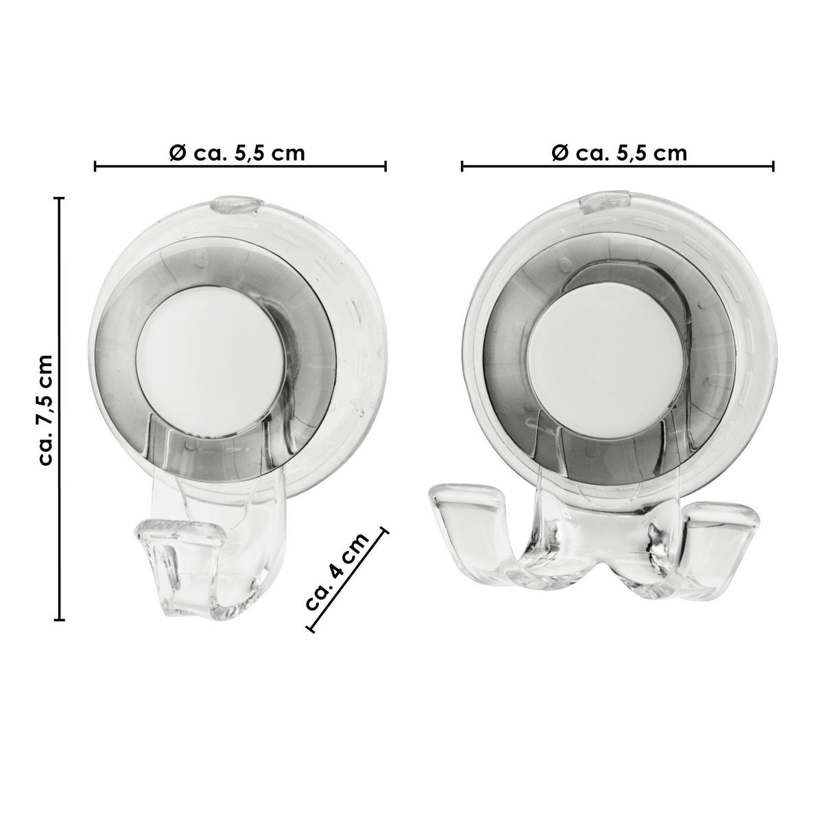 HAKEN 2er-Set VENTOSA, transparent, Kunststoff - Transparent, Kunststoff (5.5/4/7.5cm) - bremermann
