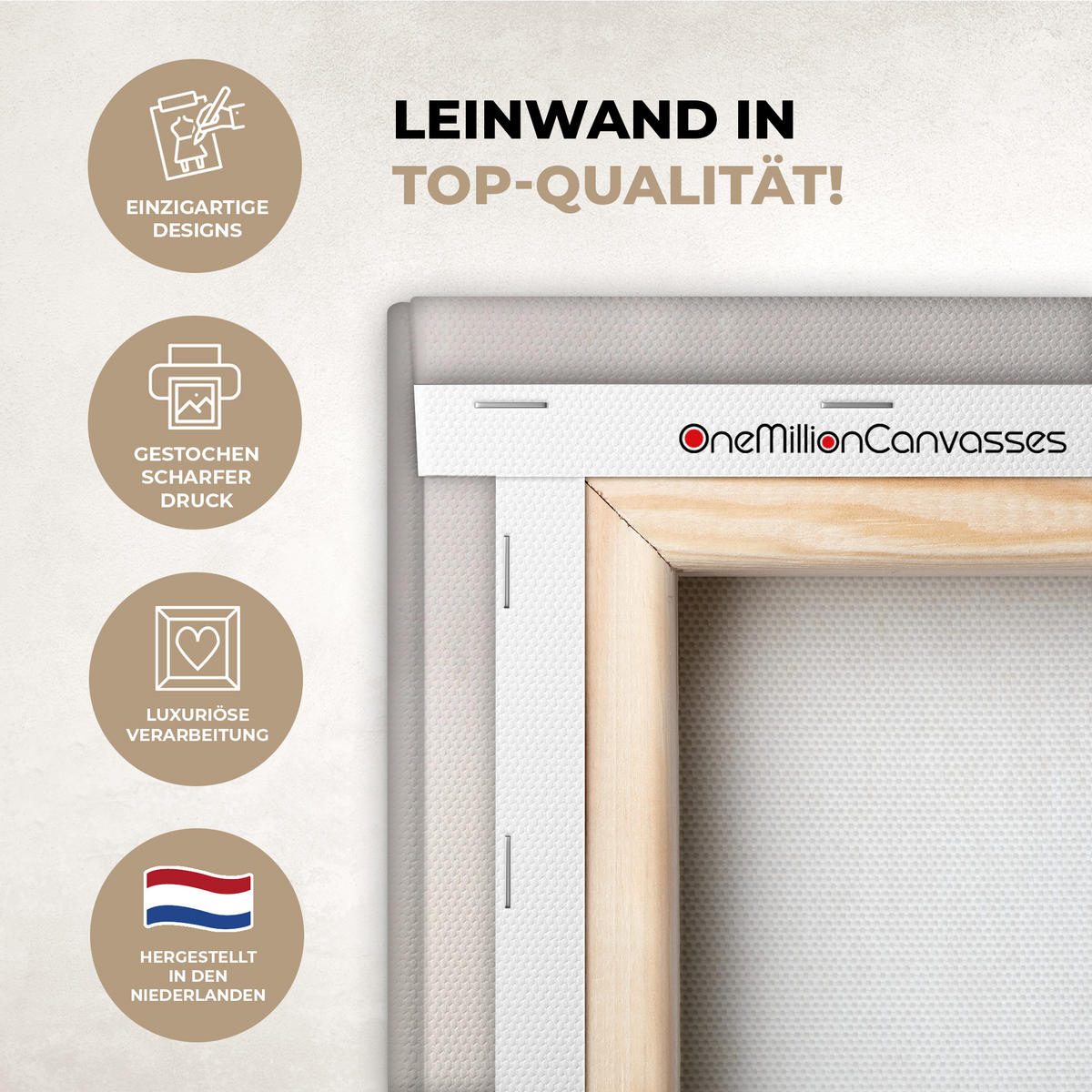 LEINWANDBILD Moderne Kunst - Abstrakt - Beige Deko XXL 80x120 cm - Beige, Textil (80/120cm) - MuchoWow