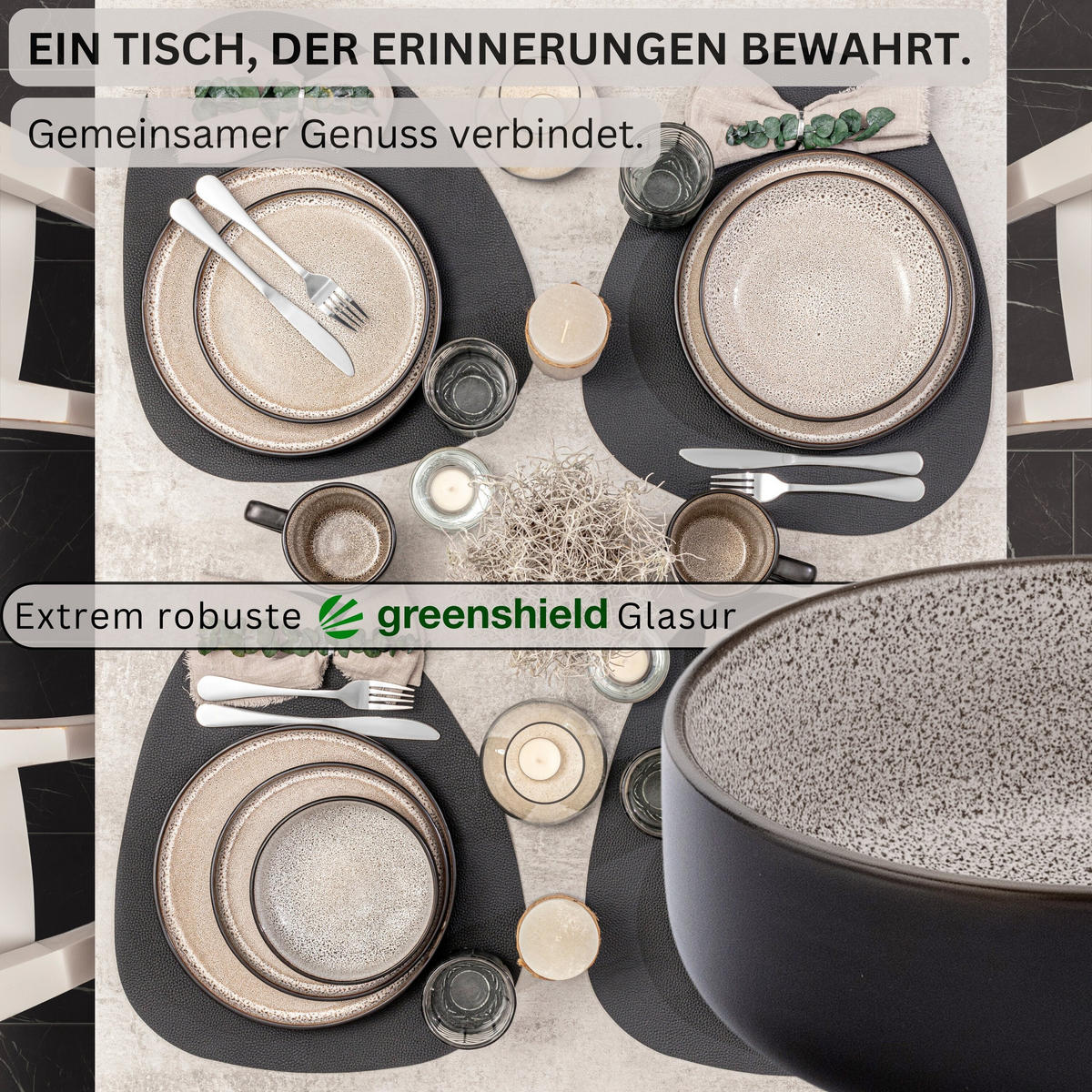 SCHALEN SET LUXOR - 6 teilig aus Steingut - Beige, Stein (16/16/6.5cm) - Sänger