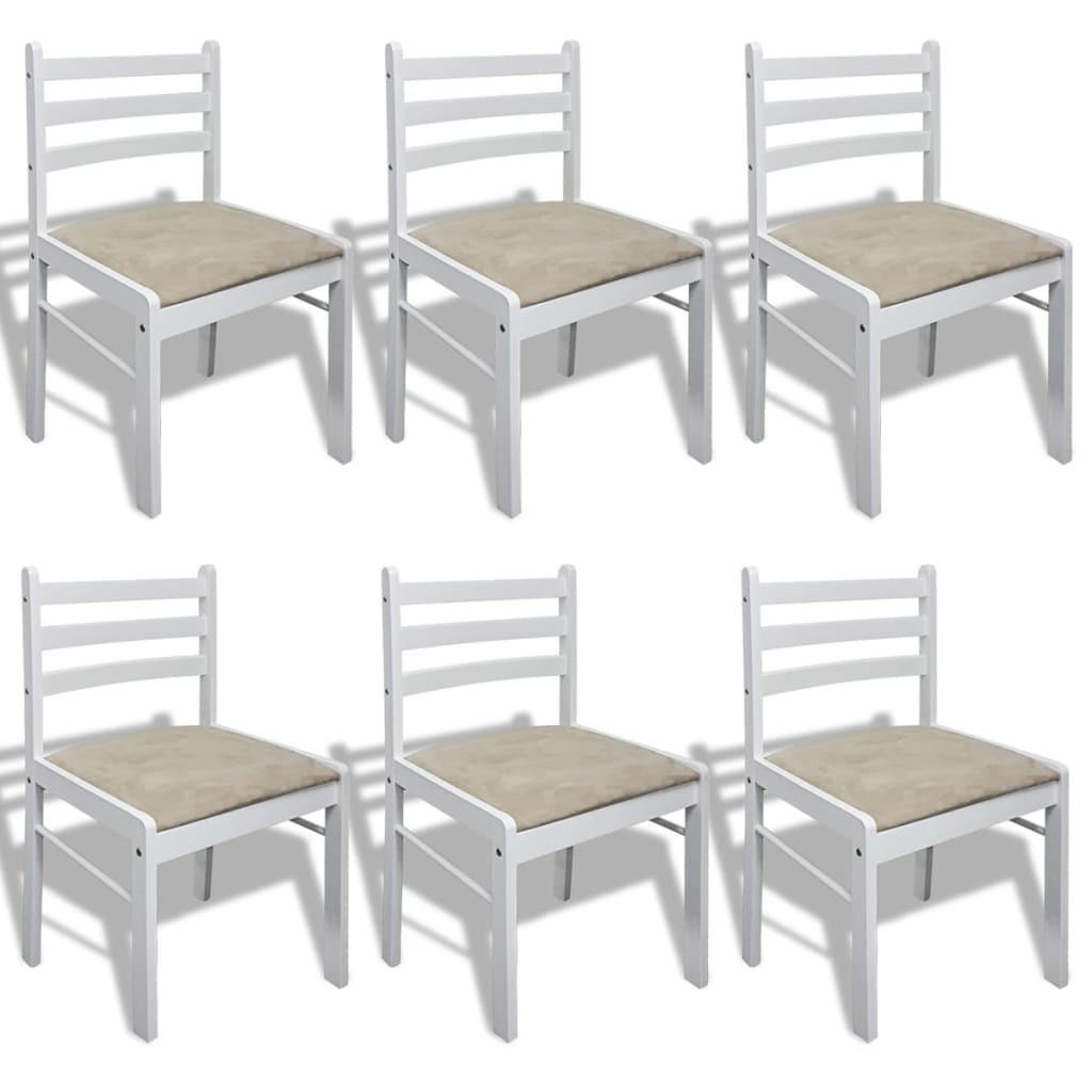 ESSZIMMERSTÜHLE 6 Stk. Weiß Massivholz und Samt 44*45*81cm - Weiß, Metall (44/81/45cm) - ZMH
