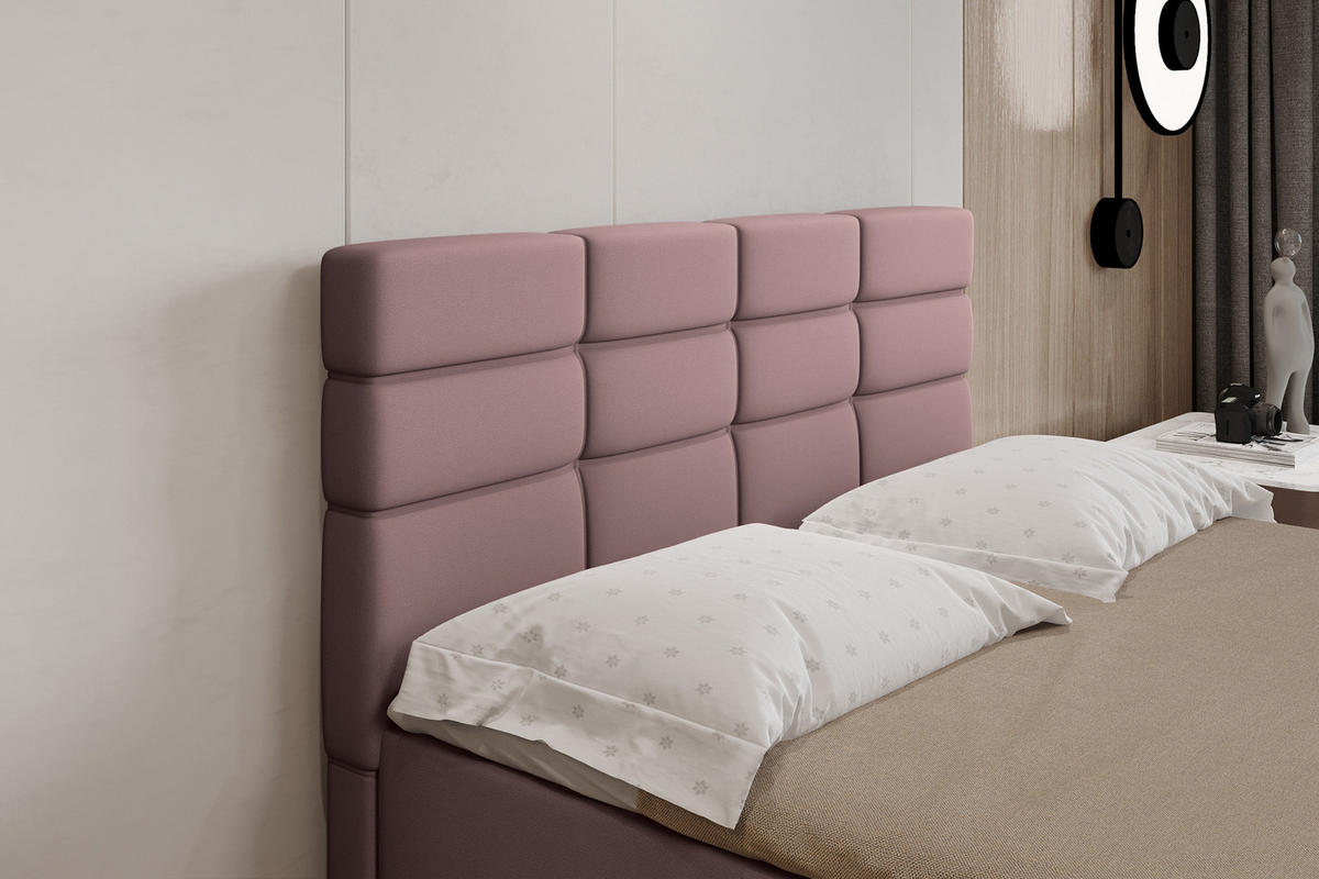 BOXBETT Reve 140 x 200 cm mit Bettkasten und Lattenrost ohne matratze - rosa - Rot, Holz (140/200cm) - Panda Möbel