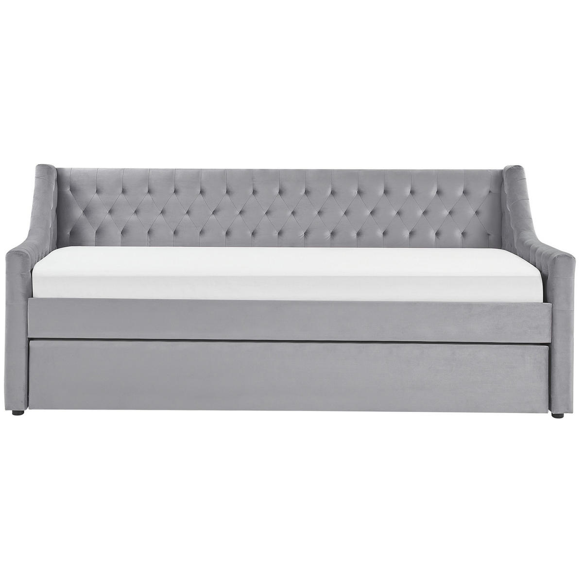 TAGESBETT 90/200cm Hellgrau Montargis - Hellgrau, Textil (90/200cm) - Beliani