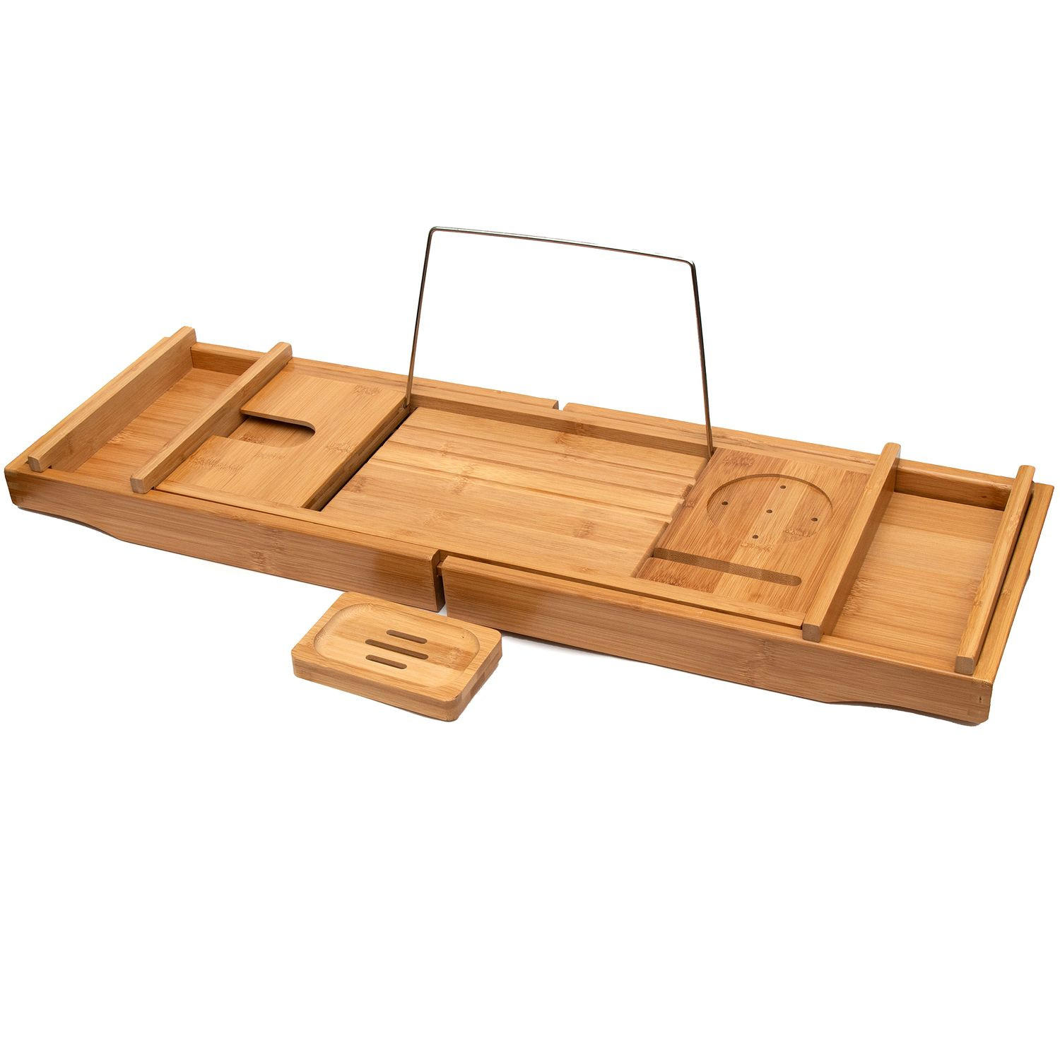 BADEWANNENTABLET mit Seifenschale - Braun, Naturmaterialien (23/4.5/75cm) - Intirilife