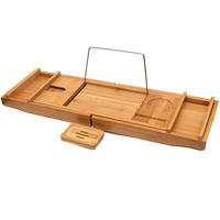 BADEWANNENTABLET mit Seifenschale - Braun, Naturmaterialien (23/4.5/75cm) - Intirilife