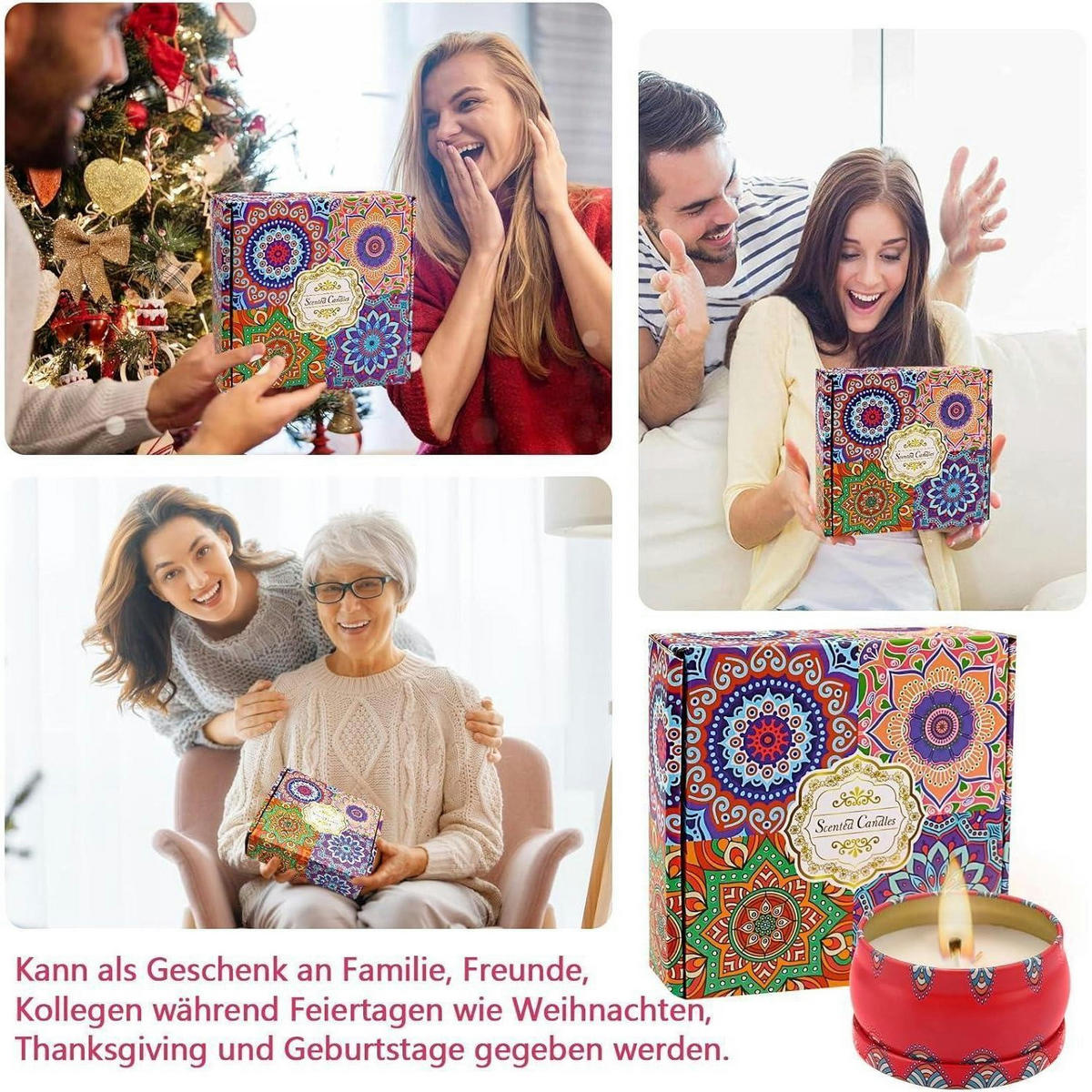 DUFTKERZEN 4-teiliges Set Sojawachs Aromatherapie - Multicolor, Paraffin (4cm)