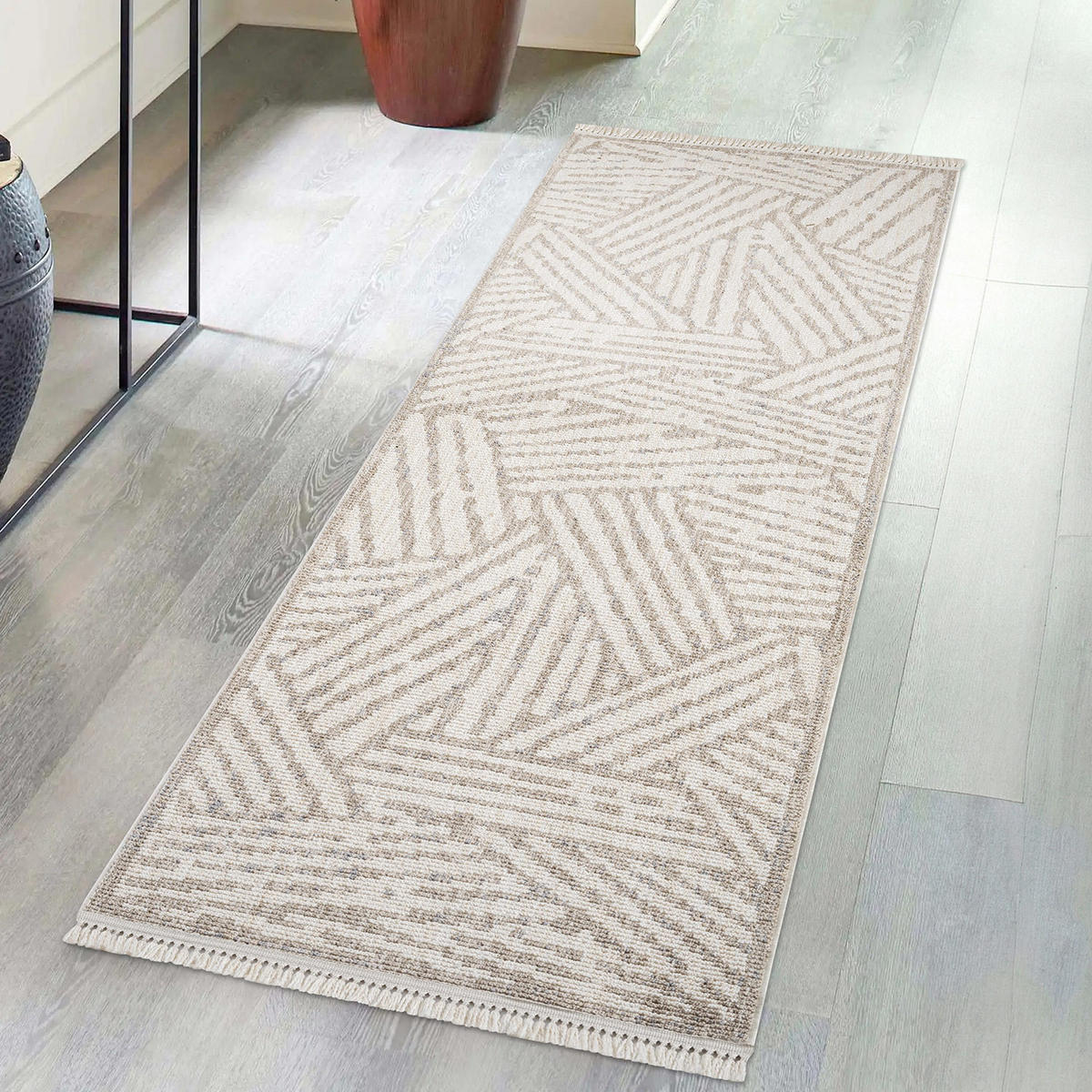 KURZFLOR-TEPPICH Clasico 9161 Beige 80x300 cm - Beige, Textil (80/300cm) - carpet city