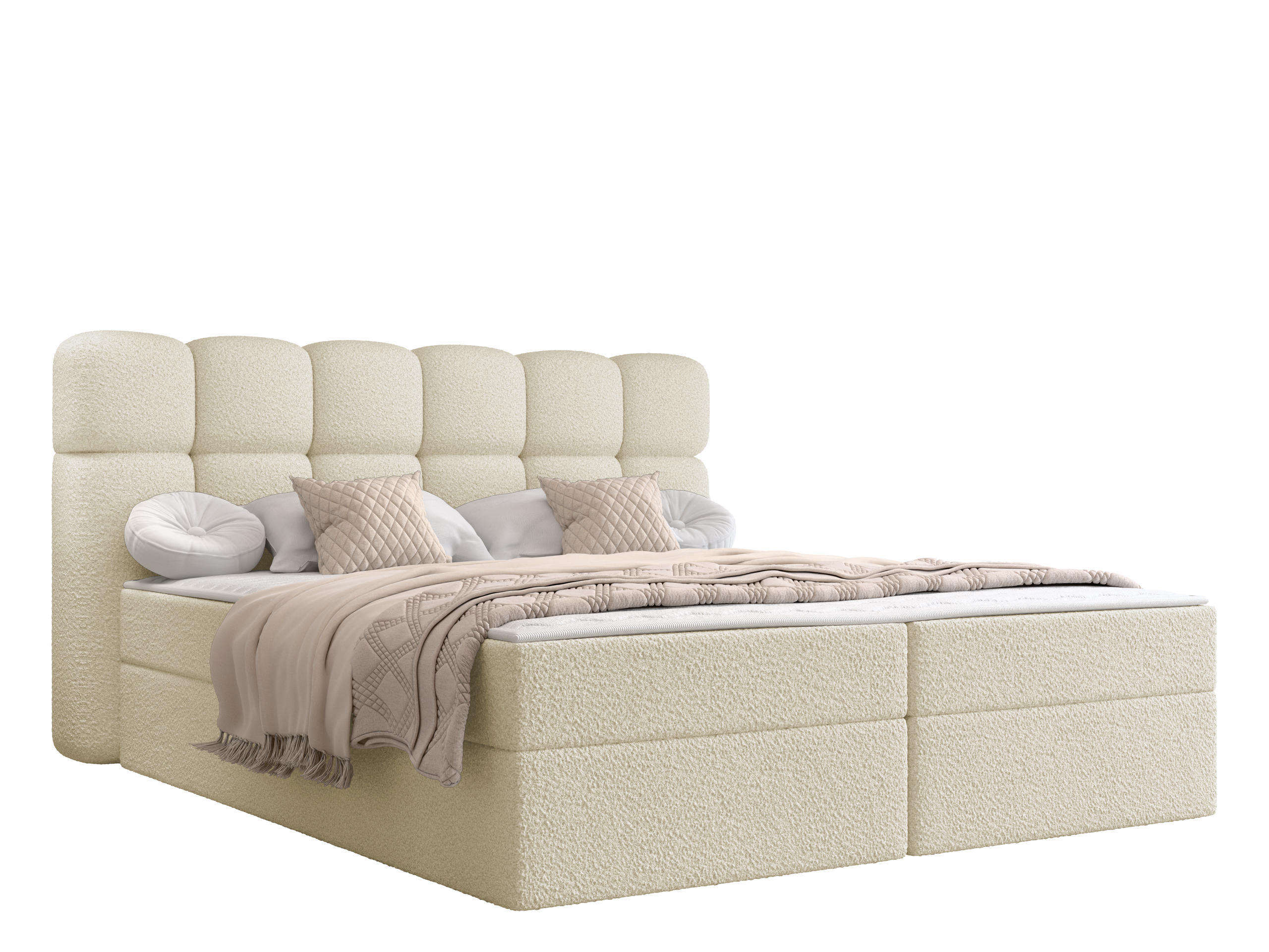 BOXBETT Softi 2 Boucle - H3 - Schwarz/Naturfarben, Holz/Holzwerkstoff (180/200cm) - MIRJAN24