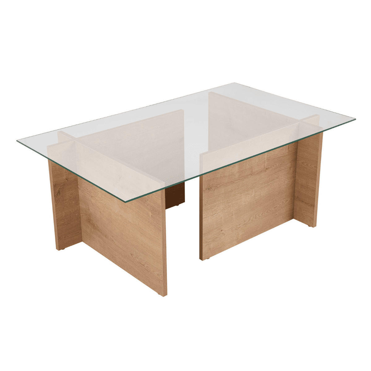 COUCHTISCH mit glasplatte noah 105/65/40 cm - Eichefarben, Holzwerkstoff (105/65/40cm) - Calicosy