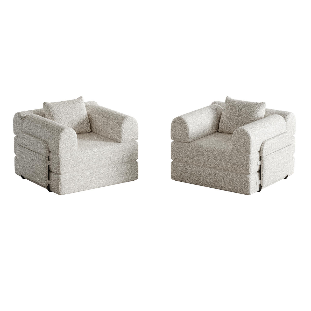 SCHLAFSOFA 2-in-1 mit Armlehnen-Ablagefach in Khaki Chenille 200/90/80 cm - Naturfarben, Textil (181.6/49.5/94cm) - OKWISH