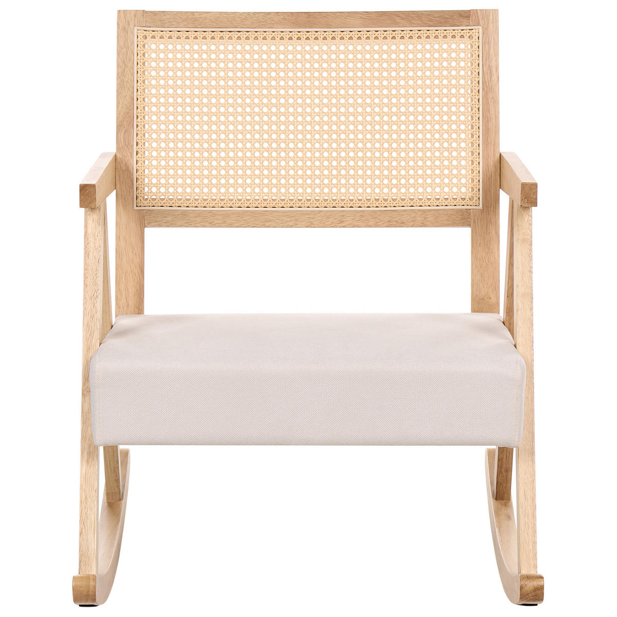 HOUPACÍ KŘESLO Dřevo Světle hnědé/Světle béžové Rya - hnědá/béžová, textil (65/79/78cm) - Beliani