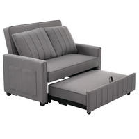 SCHLAFSOFA aus Leinenstoff 127x75x94 cm Antikgrau mit Schlaffunktion, 3-fach verstellbarer Rückenlehne und 2 Kissen - Grau, Kunststoff (75/94/127cm) - Modfu