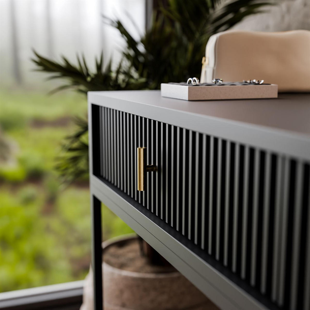 FRISIERTISCH MIDNIGHT ELITE mit LED-Spiegel schwarz - Schwarz, Holzwerkstoff (104/77/50cm) - Lookway