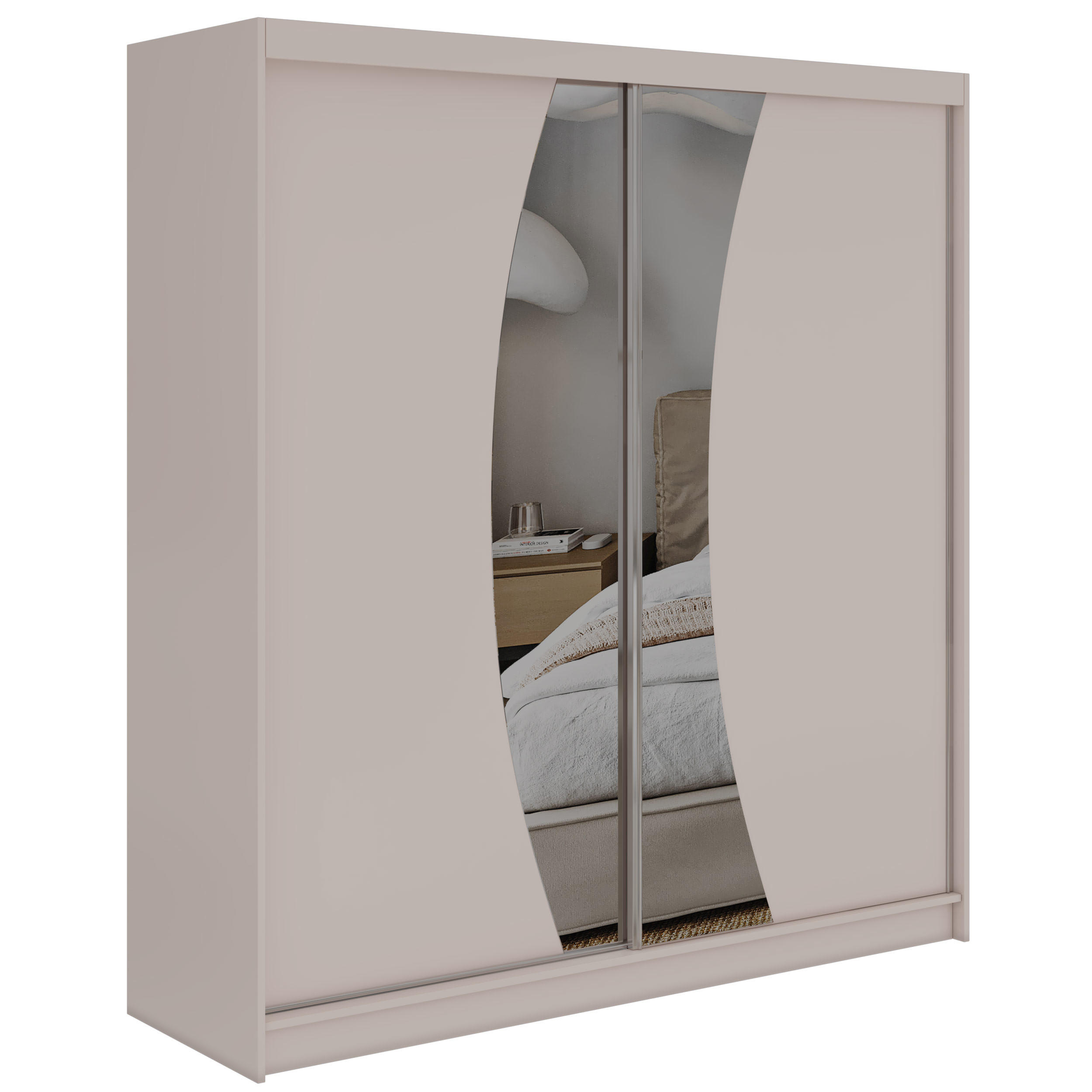 SCHWEBETÜRENSCHRANK mit Schubladen 200 - VERONA - Kaschmir mit Spiegel - Kaschmir/Alufarben, Holzwerkstoff/Metall (200/216/61cm) - MKS