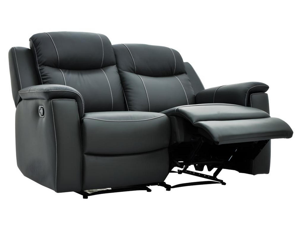 RELAXSOFA Leder 2-Sitzer - Anthrazit - EVASION - Anthrazit, Leder (96/100/156cm) - Vente-Unique