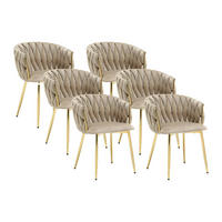 SET mit 6 Stühlen aus Samt & goldenem Metall - Beige - ELEGANO - Beige, Textil (57/74/59cm) - Vente-Unique