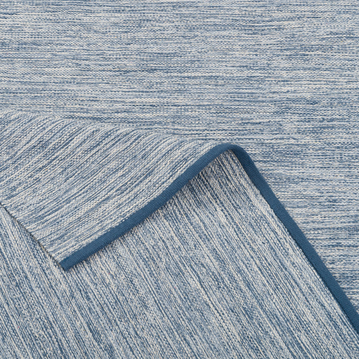 BAUMWOLLE NATUR KELIM TEPPICH EASY MELIERT - Blau, Textil (70/140cm) - Pergamon