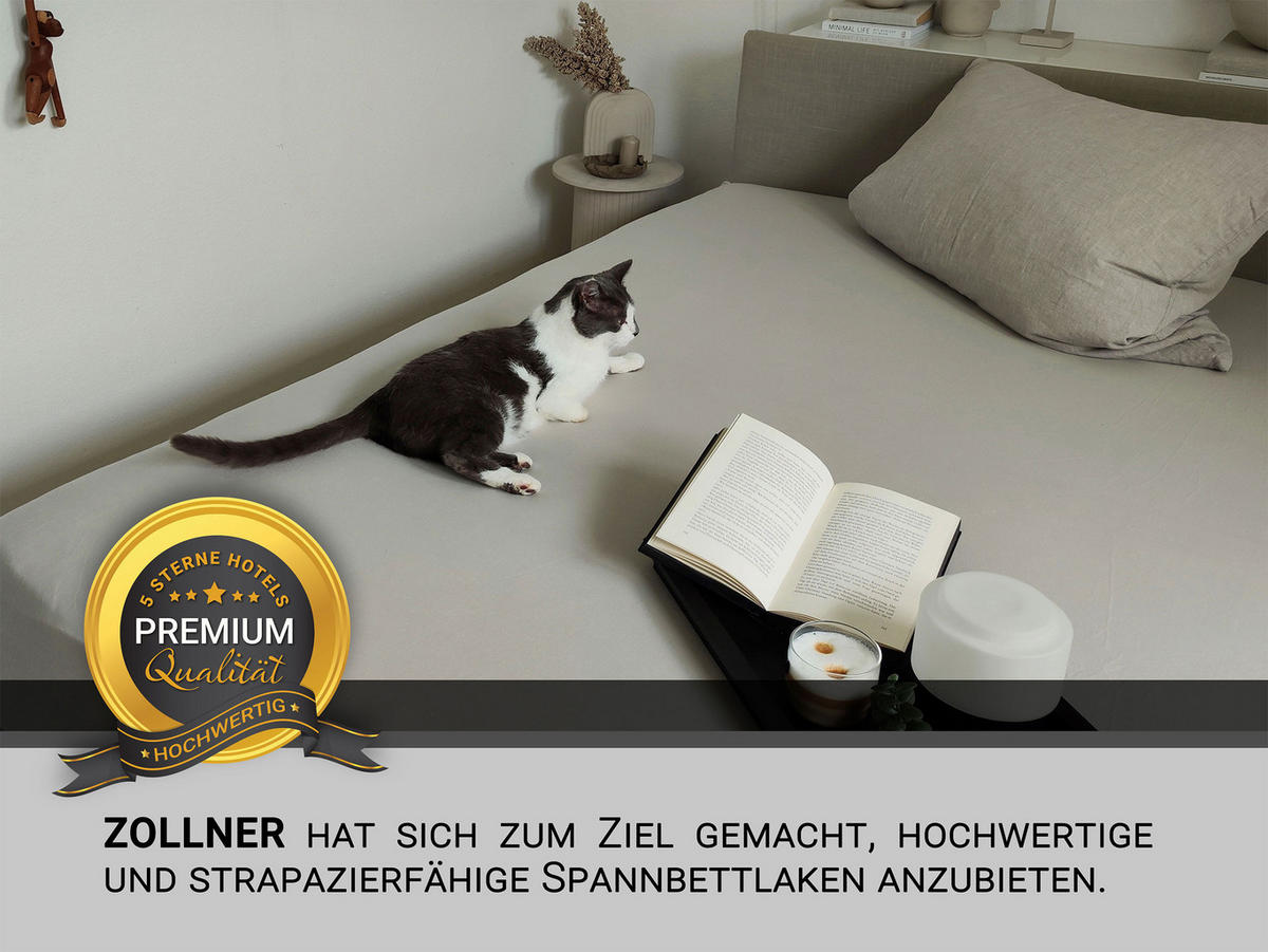 SPANNBETTLAKEN, 180x200 cm, 100% Baumwolle, Grau - Hellgrau, Textil (180/200cm) - Zollner