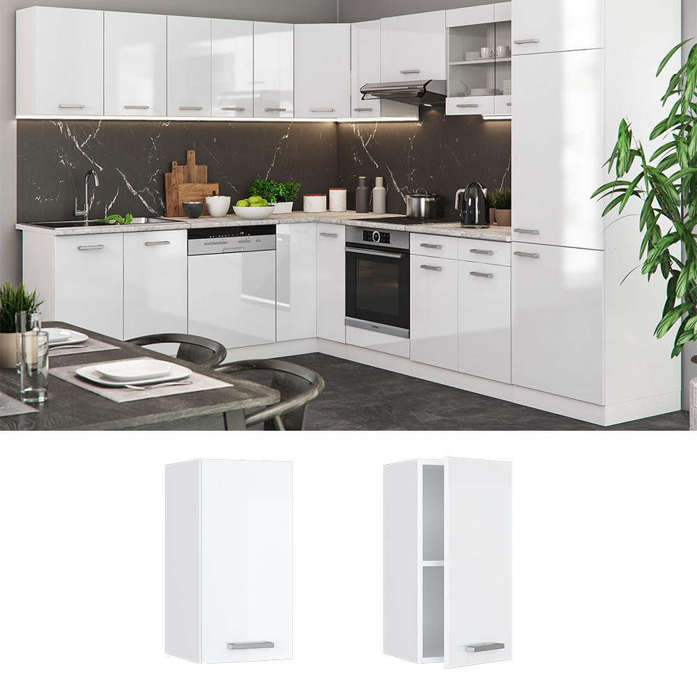 HÄNGESCHRANK R-Line Weiß Hochglanz 30 cm - Weiß Hochglanz/Weiß, Holzwerkstoff (30/60/31cm) - Vicco