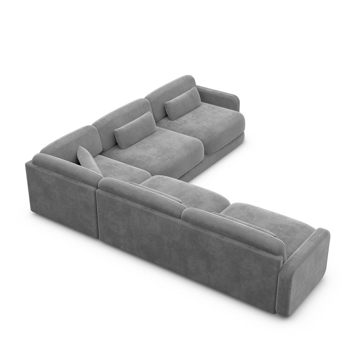 ECKSOFA Valencia L Form Samtstoff Dunkelgrau - Dunkelgrau, Textil (229/229cm) - Sofa Dreams