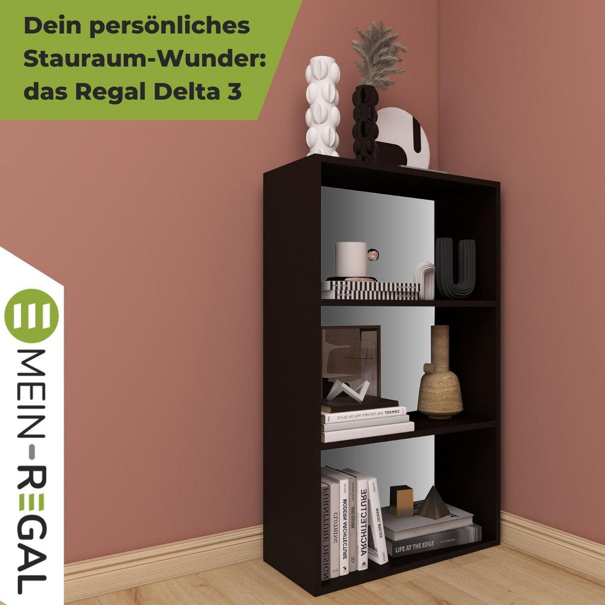 STANDREGAL DELTA-3 Schwarz 65/25/110 cm - Schwarz, Holzwerkstoff (25/110/65cm) - Coemo